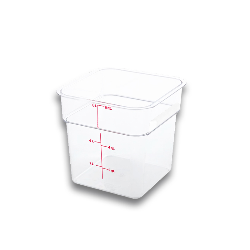 [REPOCU-6] RECIPIENTE DE POLICARBONATO GRADUADO CUADRADO, CAPACIDAD DE 6 QT