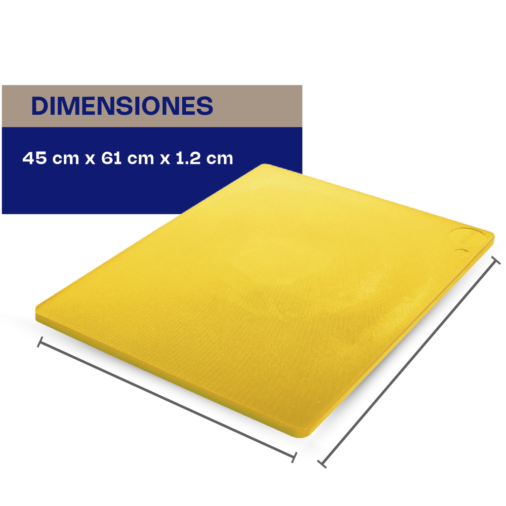 TABLA PARA CORTAR, COLOR AMARILLO (45 X 61 X 1.2 CM) FABRICADA EN POLIPROPILENO CON CERTIFICACIÓN NSF