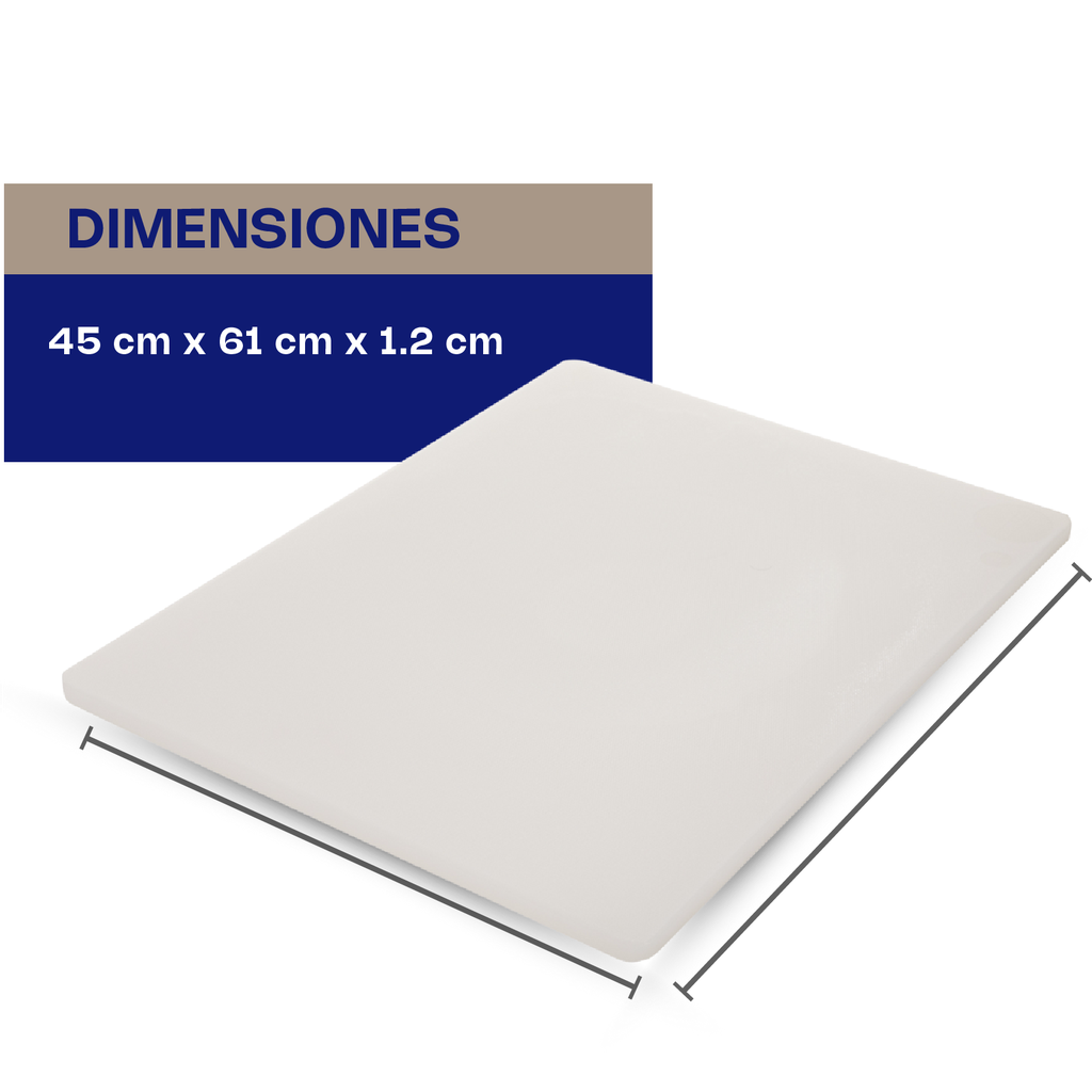 TABLA PARA CORTAR, COLOR BLANCO (45 X 61 X 1.2 CM) FABRICADA EN POLIPROPILENO CON CERTIFICACIÓN NSF