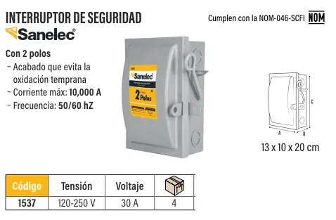 [1537] (1537) INTERRUPTOR DE SEGURIDAD CON 2 POLOS  SANTUL