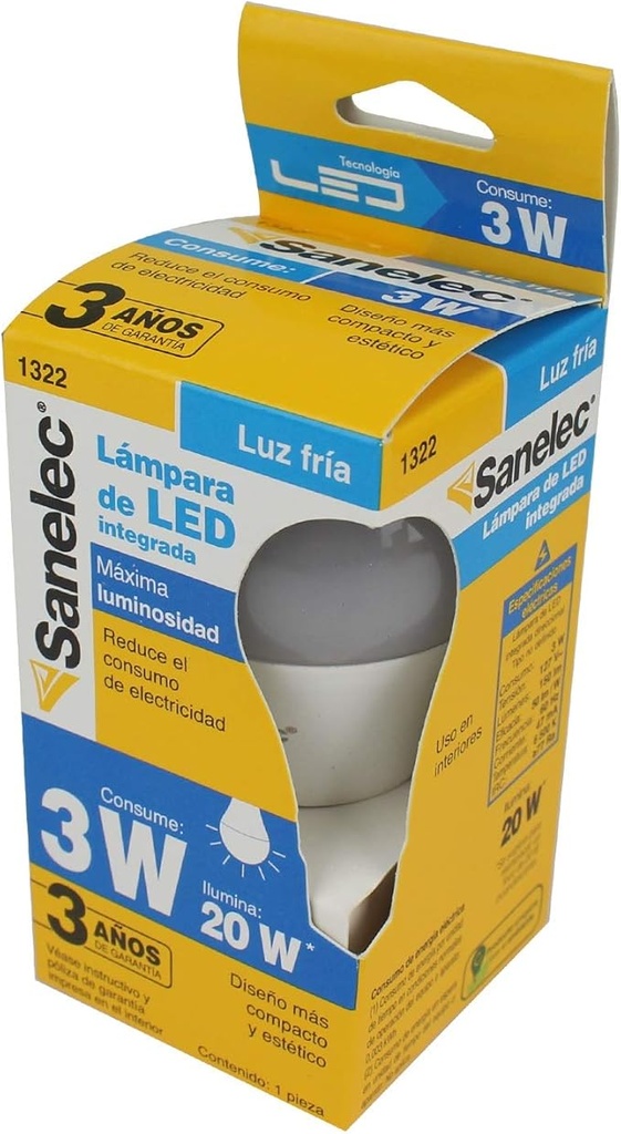 (1322) FOCO LED 3W LUZ BLANCA SANTUL
