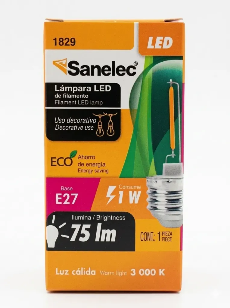 (1829) FOCO LED DE FILAMENTO 1W LUZ CALIDA SANELEC