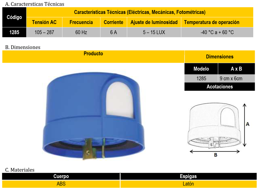 (1285) SENSOR CON FOTOCELDA SANELEC-SANTUL