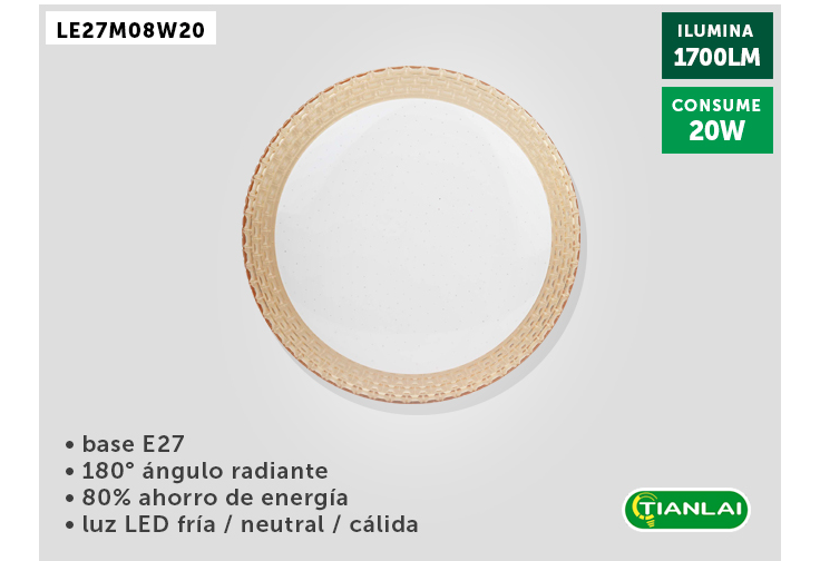 [LE27M08W20] (LE27M08W20) LAMPARA LED 20W TIANLAI