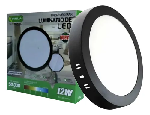 (S72W12) LUMINARIO SOBREPONER ORILLA NEGRA 12W TIANLAI