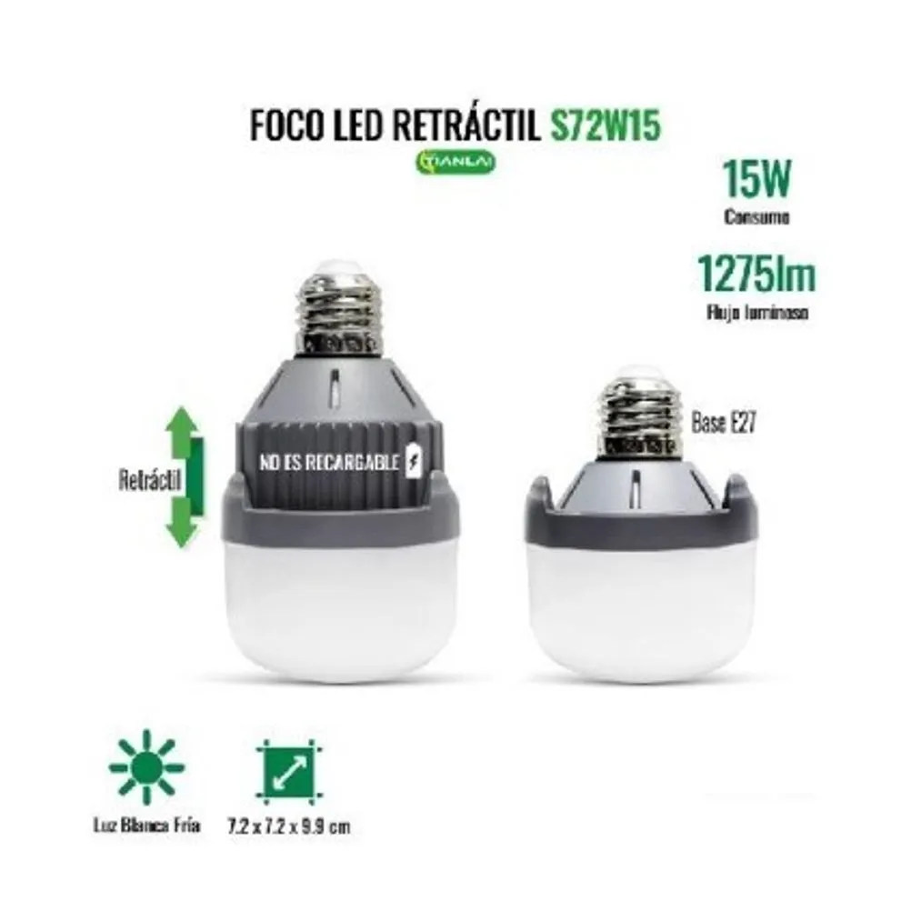 (S72W15) FOCO LED RETRACTIL 15W TIANLAI 