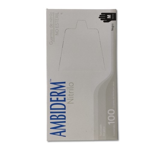 GUANTE NITRILO AMBIDERM NEGRO MED. C/100