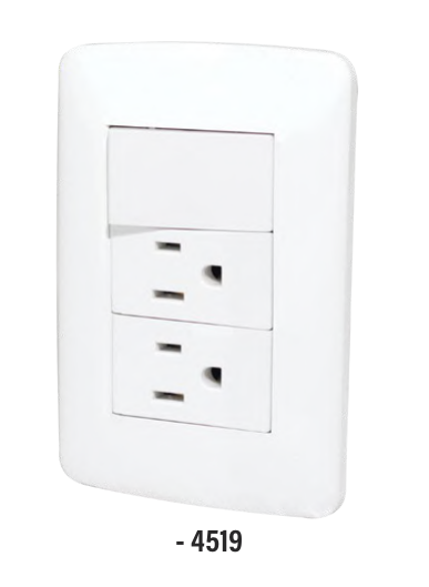 (4519) PLACA NÁPOLES  APAGADOR Y CONTACTO  DOBLE SANTUL