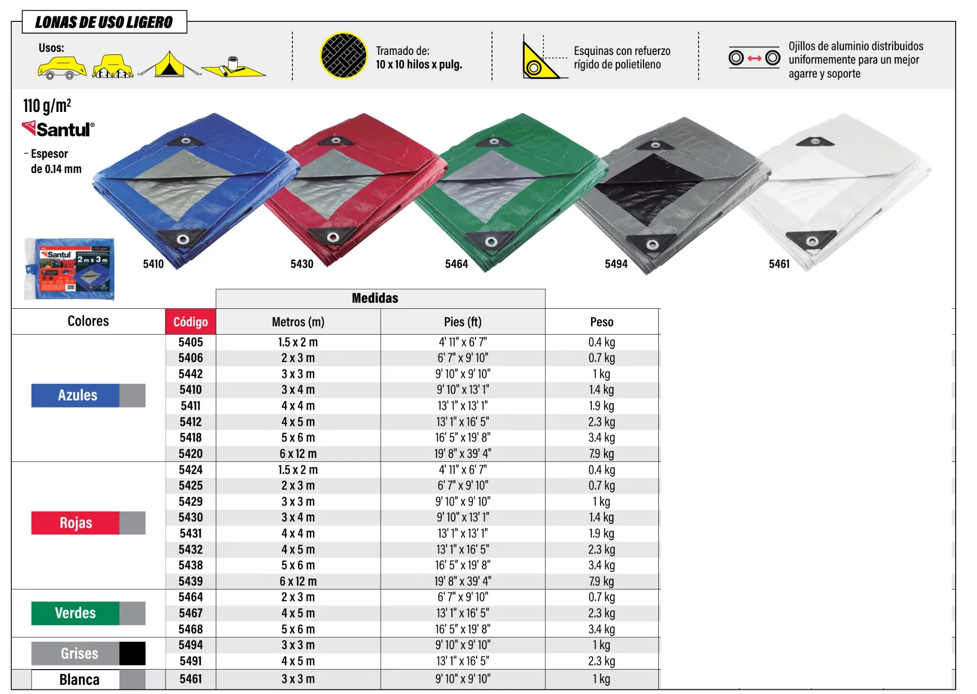 (5494) LONA PREMIUM GRIS 3X3M SANTUL