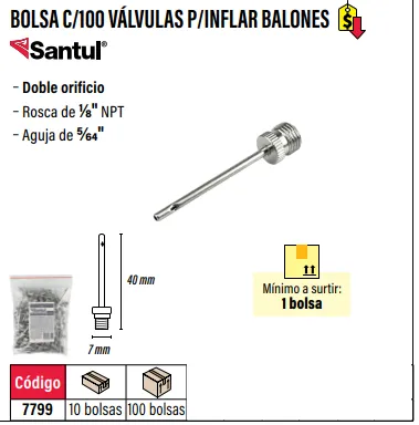 [7799] (7799) VALVULA PARA INFLAR BALONES  SANTUL