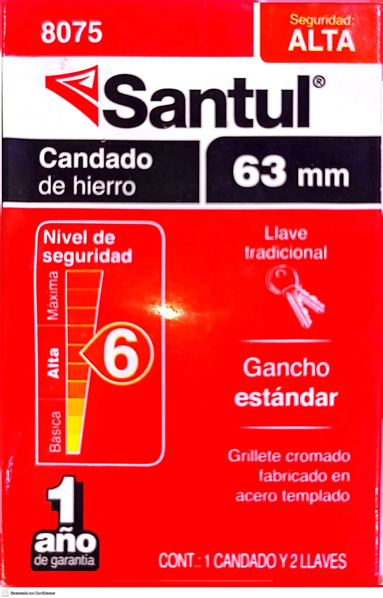 [8075] (8075) CANDADO DE HIERRO 63MM SANTUL