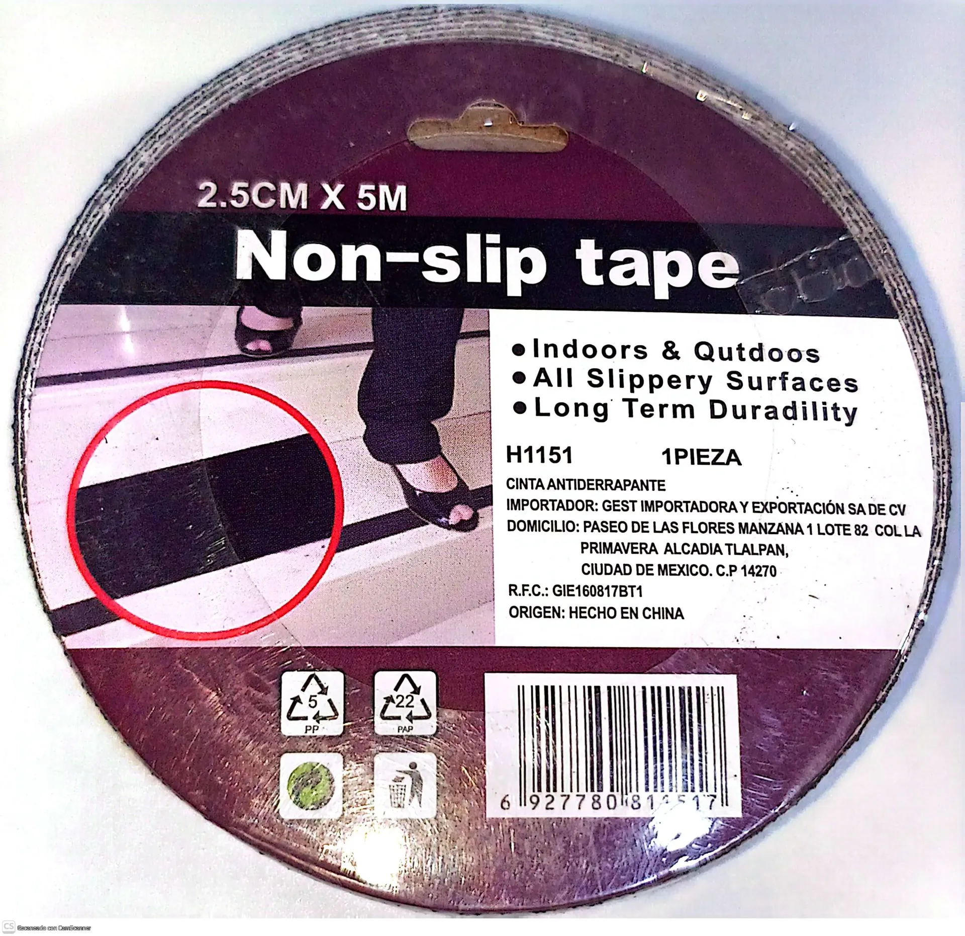 [H1151] (H1151) CINTA ANTIDERRAPANTE 2.5X5 MTS