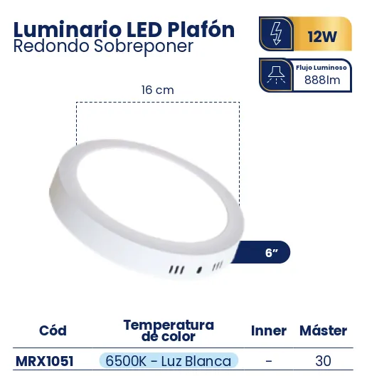 [MRX1051] (MRX1051) LUMINARIO SOBREPONER 12W MERCURY