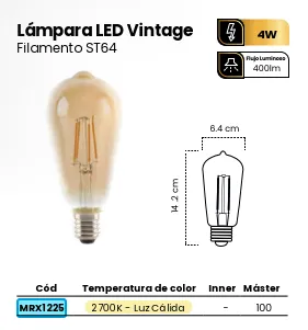 [MRX1225] (MRX1225) FOCO DECORATIVO 4W LUZ CALIDA MERCURY