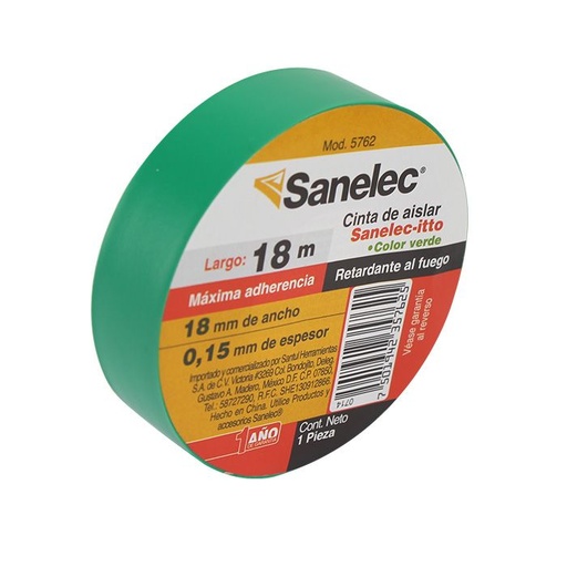 [5762] (5762) CINTA DE AISLAR GRANDE VERDE SANELEC
