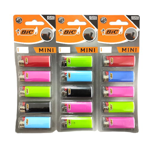 [MINI BIC C/5] ENCENDEDOR MINI BIC C/15 PZAS  (H)