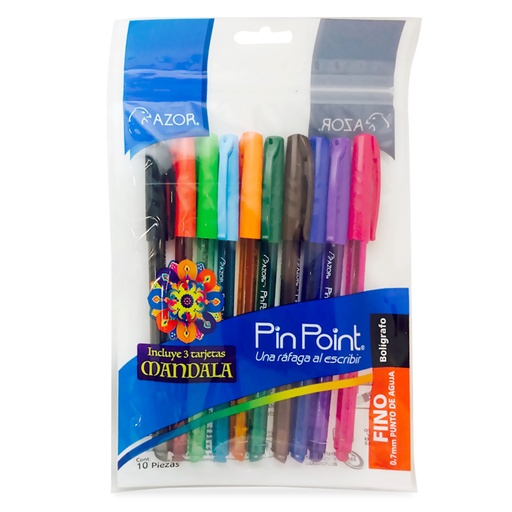 [LAPICERO PIN POINT C/10 (PA)] LAPICERO PIN POINT AZOR C/10 COLORES