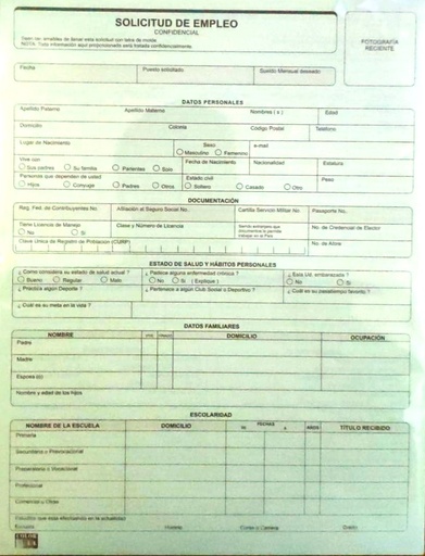 [SOLICITUD DE EMPLEO (PA)] SOLICITUD DE EMPLEO C/25 HOJAS