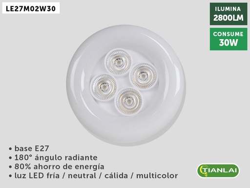 [LE27M02W30] (LE27M02W30) LUMINARIO LED RGB 30W TIANLAI 