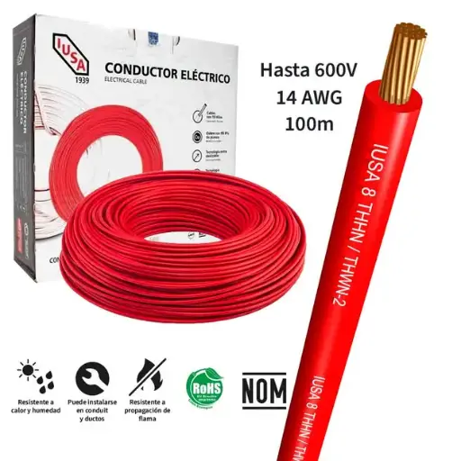 [IUSA-14R] CABLE COBRE THW CALIBRE 14 ROJO (IUSA)