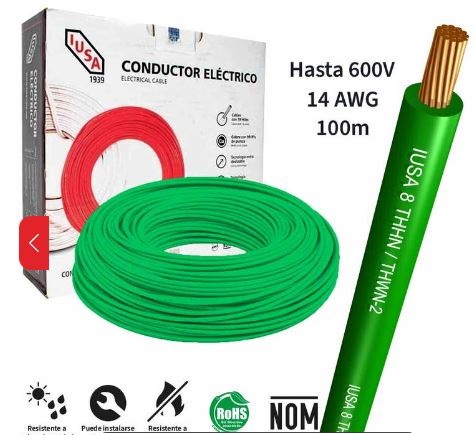 [IUSA-14V] CABLE COBRE THW CALIBRE 14 VERDE (IUSA)