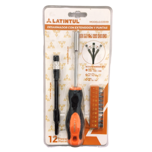 [33599] (33599) JUEGO DE DESTORNILLADORES C/12 PZAS LATINTUL