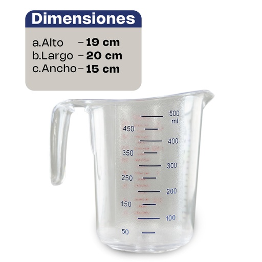 [JAPOME-500] JARRA DE POLICARBONATO MEDIDORA GRADUADA, CAPACIDAD DE 500 ML