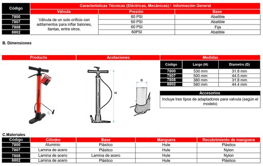 [7808] (7808) BOMBA 15"MANUAL PARA INFLAR SANTUL