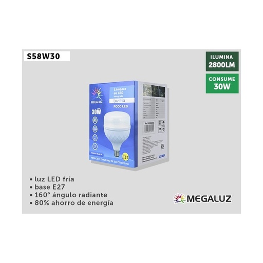 [S58W30] FOCO LED DE 30W MEGALUZ (S58W30)